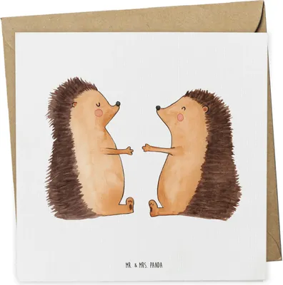 Produktbild von Mr. & Mrs. Panda Grußkarte Igel Liebe - Weiß - Geschenk, Partner, Freundin, Hochzeit, Glückwunschkarte, Klappkarte, anlasskarte, Hochzeitstag, doppelkarte, faltkarte
