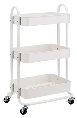 Productafbeelding van A. Basis: Werkwagen of keukentrolley, 3 niveaus, wit