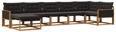 Produktbild von vidaXL Outdoor-Sofagarnitur mit Kissen 7 pcs Natürlich und Schwarz