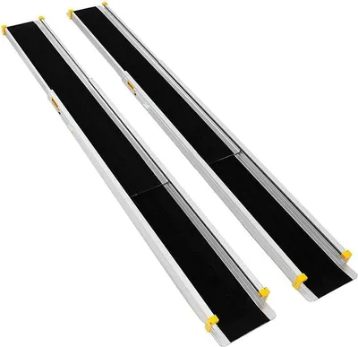 Produktbild von GOPLUS 2 x Alu Auffahrrampe bis zu 270 kg, für Rollstuhl & Haustieren, Motorradrampe Teleskopierbar Laderampe, Teleskoprampe 121,5/ 183 / 213,5 cm