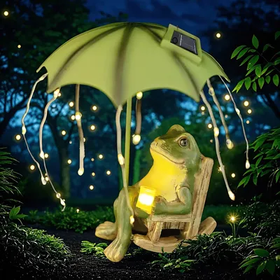Produktbild von Solarbetriebene Froschfigur, Garten- oder Außendekoration, Miniatur-Froschfigur für den Teich, wasserdicht, niedliche Tierfigur aus Kunstharz mit LED-Beleuchtung, Wohndekoration