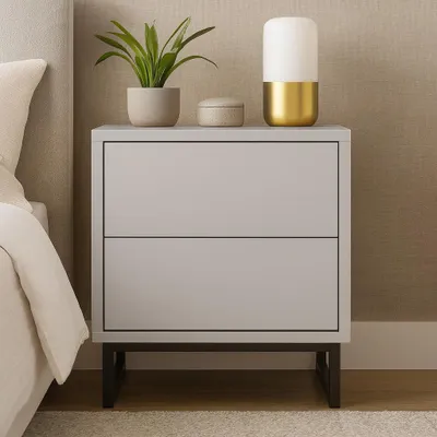 Produktbild von BEAUTYSOFA | Nachttisch GIANA Nachtschrank mit 2 Schubladen, Kleine Schrank griffloses Design, Sandbeige