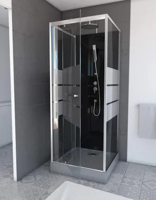 Obrázek produktu pro Kompletní sprcha MARWELL Kompletní sprcha Dusy 70 x 70 x 225 cm - kompletní sada včetně sprchové vaničky a baterie - kulatá sprcha s předním vstupem