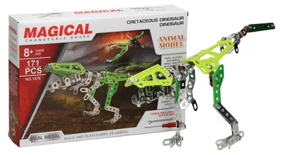 Immagine prodotto di Set di costruzioni di dinosauri in metallo, 171 pezzi.