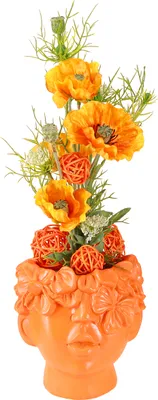 Produktbild von Pflanzkopf Übertopf Büste Orange Deko Pflanztopf 13,5×13×14cm