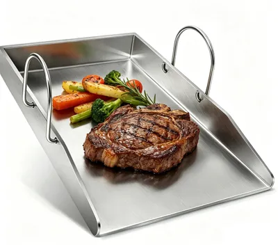 Produktbild von Solidchoice – Grillplatte aus Edelstahl, 40 x 30 cm, für Gas- und Holzkohlegrills