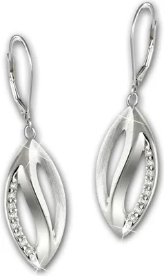 Produktbild von SilberDream Ohrringe Blatt Zirkonia Damen 925er Echt Silber Ohrhänger SDO4348W