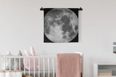 Produktbild von MuchoWow® Wandteppich Wandbehang Weltraum - Mond - Nacht 60x60 cm Tapisserie Dekoration Wandtuch - Dekorationen - Wand Decke
