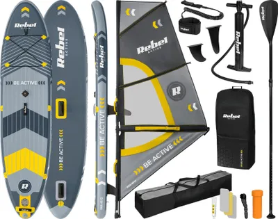 Obrázek produktu pro Rebel RBA-4513 Paddleboard SUP s plachtou, windsurfing, příslušenství, 305 cm, 120 kg, šedý