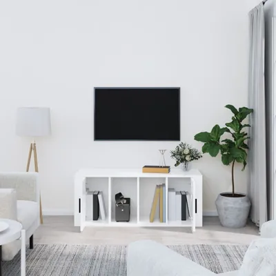 Obrázok produktu pre The Living Store TV skrinka vysokolesklá biela 100x35x40 cm materiál na báze dreva
