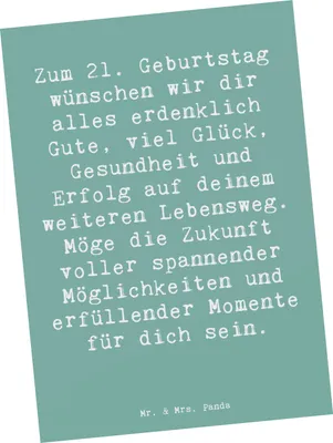 Produktbild von Mr. & Mrs. Panda Postkarte Spruch 21. Geburtstag - Meeresbrise - Geschenk, Postkarten, Geburtstagsgeschenk, Happy Birthday, weiterer Lebensweg, alles erdenklich Gute