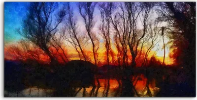 Produktbild von Coloray - Glasbild - 120x60 cm - Wandbild - Glasbilder - Sonnenuntergang Himmel Wolke Natur
