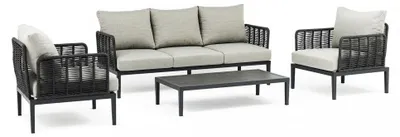 Immagine prodotto di Salotto da giardino struttura in alluminio antracite con cuscini set 3 pezzi