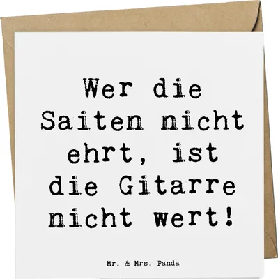 Produktbild von Mr. & Mrs. Panda Grußkarte Spruch Gitarre Wert - Weiß - Geschenk, anlasskarte, Klappkarte, Musik, Liebe, Musiker, Freiheit, Instrument, Lernen, doppelkarte, faltkarte