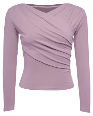 Produktbild von Damen Bluse lila XS mit regulärer Passform und elegantem Stehkragen