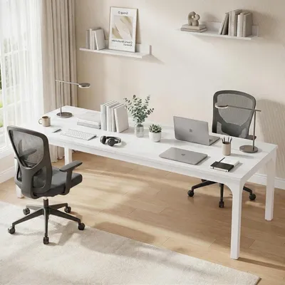 Zdjęcie produktu dla Biurko - Biurko komputerowe - Biurko do gier - Biurko do studia - Biurko drewniane - Białe - Blat o wymiarach 200 x 70 cm