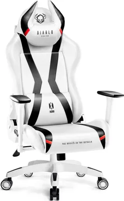 Produktbild von Diablo X-Horn Gaming Stuhl Bürostuhl Schreibtischstuhl 3D Armlehnen Ergonomisches Design Nacken/- Lendenkissen Kunstleder Wippfunktion Farbe: Weiß, Größe King