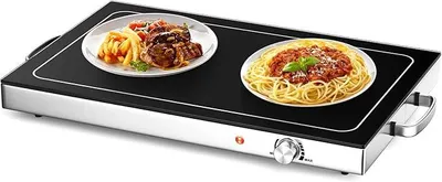 Immagine prodotto di Piastra riscaldante elettrica, scaldavivande con temperatura regolabile, scaldavivande per buffet con superficie in vetro e maniglie isolate, vassoio riscaldante per buffet, dimensioni 56 x 36 cm