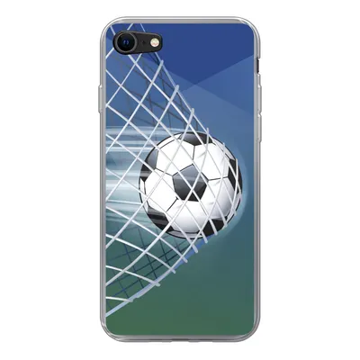 Produktbild von MuchoWow® Handyhülle Schutzhülle Hülle für iPhone 8 Eine Illustration eines Fußballs im Netz - Jungen - Mädchen - Kinder Silikon Softcase Handy Hülle - Schutzhaube