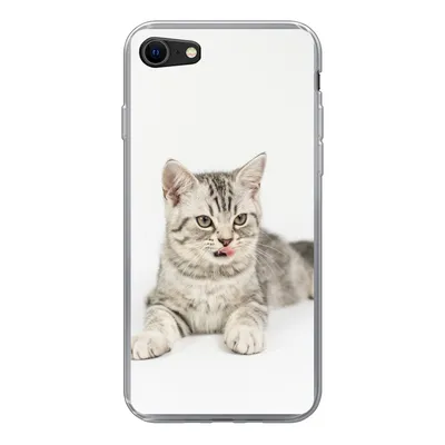 Produktbild von MuchoWow® Handyhülle Schutzhülle Hülle für iPhone 8 Kitten - Weiß - Sohle - Mädchen - Kinder - Jungen - Kind Silikon Softcase Handy Hülle - Schutzhaube