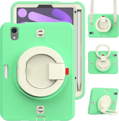 Produktbild von Tasche für iPad Mini 6 8.3" mit Ständer und Schultergurt Grün