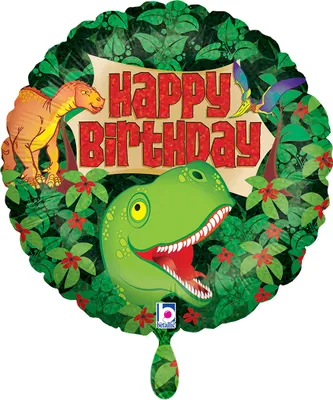 Produktbild von Party Factory Folienballon Dino Happy Birthday Ø 43cm