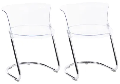 Produktbild von BELIANI Esszimmerstühle 2er Set Transparent aus Kunststoff mit Metallbeinen Geschwungene Rückenlehne Modernes Design für Esszimmer Küche