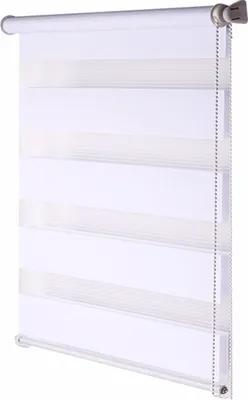 Produktbild von Rollo Indoor gestreift - 150 - Weiß - 100 Sichtschutz lichtdurchlässig Blockstreifen Doppelrollo Klemmfix ohne Bohren Schutz Modern durchlässig Wohnzimmer Schlafzimmer Küche Zimmer