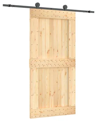 Image de Porte coulissante Naturel et noir 100 x 210 cm