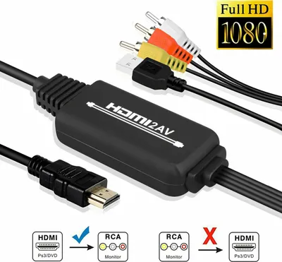 Image de 1080P HDMI vers 3 RCA AV Video Audio Cable Converter pour HDTV XBOX PS4 DVD noir