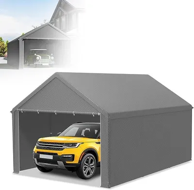 Produktbild von Lagerzelt 3x6 m, Weidezelt Zeltgarage Carport, Autoüberdachung für Außenbereich, als Lagerzelt für Werkzeug, Garten und Fahrzeuge, Grau