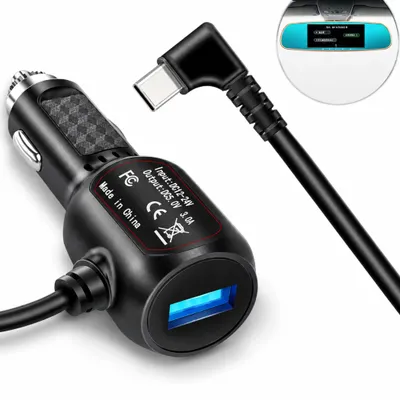 Produktbild von P16C KFZ Auto Ladegerät Adapter Kabel 3,5m – USB & Typ-C abgewinkelt – Schnelllade-Ladekabel für GPS & Handy