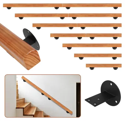 Obrázok produktu pre ISOISL Nástenné zábradlie z brezového dreva, 120 cm, priemer 5 cm, možné prepojiť do dlhšieho zábradlia, protiskĺzové zábradlie vhodné pre schody, chodby a kúpeľne