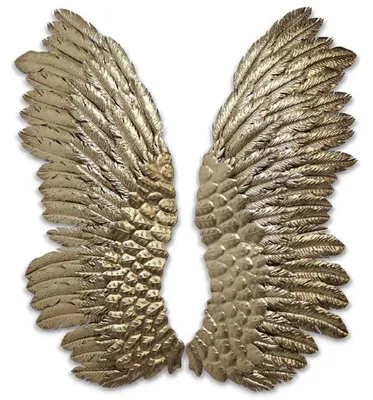 Produktbild von Casa Padrino Luxus Wanddeko Engelsflügel Gold 44,5 x 4,4 x H. 115,6 cm - Dekorative Metall Flügel - Deko Accessoires