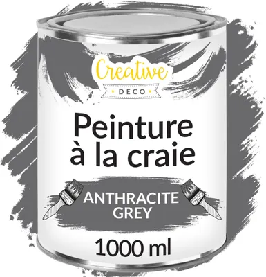 Image de Creative Deco Peinture à la Craie Gris Anthracite 1L - Mat et Lavable