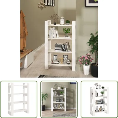 Produktbild von The Living Store Bücherregal/Raumteiler Weiß 80x35x125 cm Massivholz Kiefer