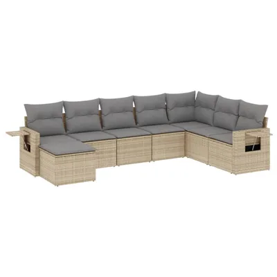 Produktbild von 8-tlg. Garten-Sofagarnitur mit Kissen Beige Poly Rattan
