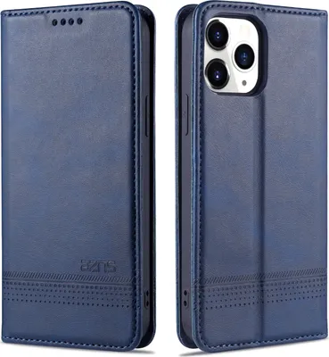 Immagine prodotto di custodia per iPhone 12 / 12 Pro, portafoglio con chiusura magnetica e supporto, custodia in pelle flip per iPhone 12 / iPhone 12 Pro blu