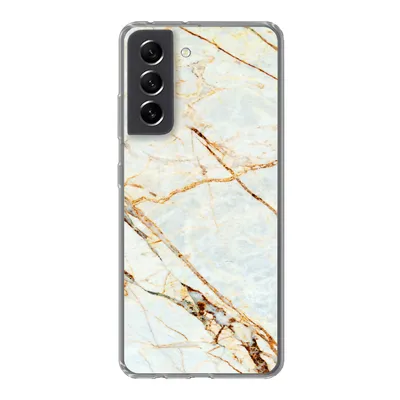 Produktbild von MuchoWow® Handyhülle Schutzhülle Hülle für Samsung Galaxy S21 FE Marmor - Gold - Luxus Silikon Softcase Handy Hülle - Mobiltelefonhülle - Geburtstag Teenager