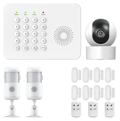 Zdjęcie produktu dla System bezpieczeństwa, integracja z inteligentnym domem, sterowanie za pomocą aplikacji mobilnej, zestaw 4G A02 Kit S, wtyczka UE