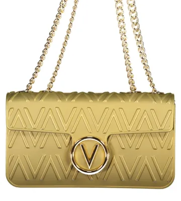 Produktbild von Elegante Damengold-Tasche mit Kettenhenkeln und Kontrastdetails