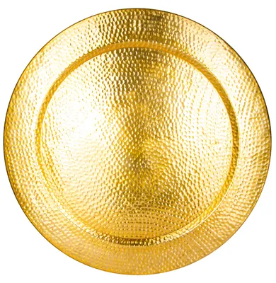 Image de Grand plateau rond en métal « Nizza Gold » de 80 cm | Plateau design doré | Plateau de service rond antidérapant | À utiliser comme décoration sur une table dressée ou comme décoration murale dans le salon