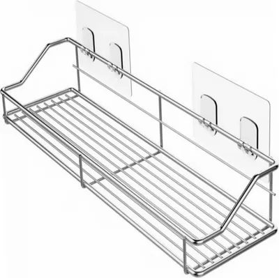 Produktbild von Wandregal aus Edelstahl, Hängeregal mit Perforationen für Bad und Küche, Organizer und elegant