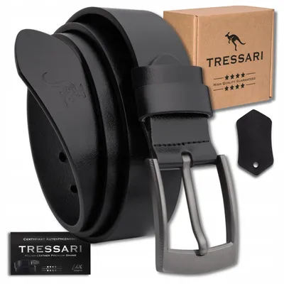 Produktbild von Tressari Herren Ledergürtel Schwarz 125 cm Jeans 100% Echtleder