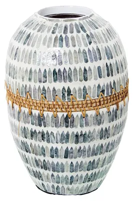Produktbild von Solidchoice – Tischvase aus Maulbeerholz und Schilf, 24 x 36 cm, mit Öffnung
