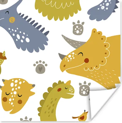 Produktbild von MuchoWow® Poster Dinosaurier - Schnittmuster - Jungen - Dino - Kinder 100x100 cm - Babyzimmer
