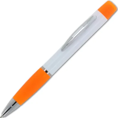 Produktbild von Kugelschreiber / mit dreifarbigen Textmarker / Farbe: weiß-orange