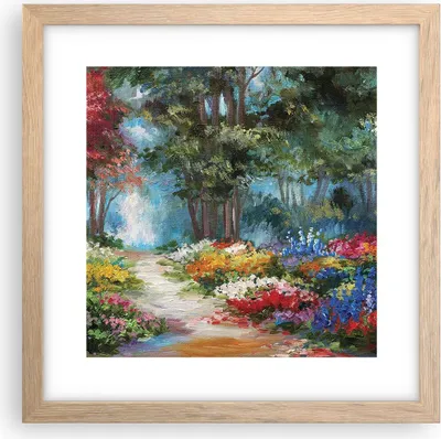 Produktbild von Gerahmtes Poster - Rahmen in heller Eiche - Impressionismus Natur Wald - 30x30 cm - Wand Bild - Wanddeko - Wandbilder - Wandposter - Bilderrahmen - Bilder - Kunstdruck - Wandbild - P2NAC30x30-4271
