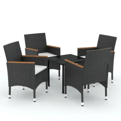 Produktbild von vidaXL 5-tlg. Garten-Essgruppe mit Kissen Schwarz
