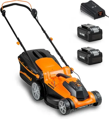 Obrázok produktu pre Elektrická kosačka – akumulátorová kosačka – kosačka bez kábla – šírka kosenia 37 cm – 2x 24V